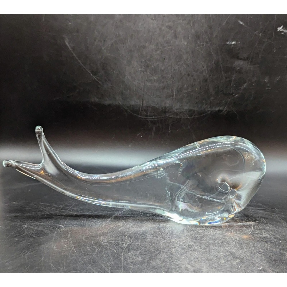 Vintage Mid-Century Art Glass Whale Sculpture FM Konstglas Ronneby Sweden 11.5"